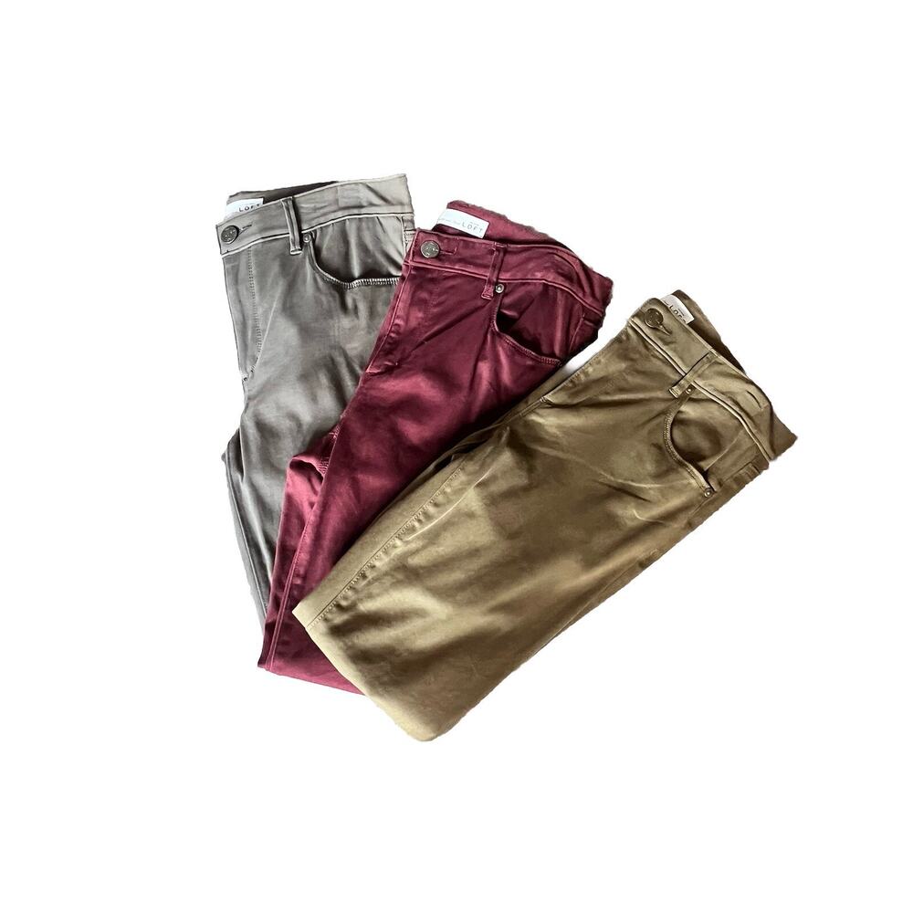 Lot of 3 Loft Jeggings - Green (NWT), Maroon, Gray - Size 6